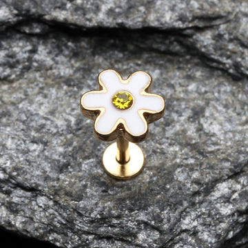 Detail View 1 of Golden Adorable Daisy Steel Labret-White/Yellow
